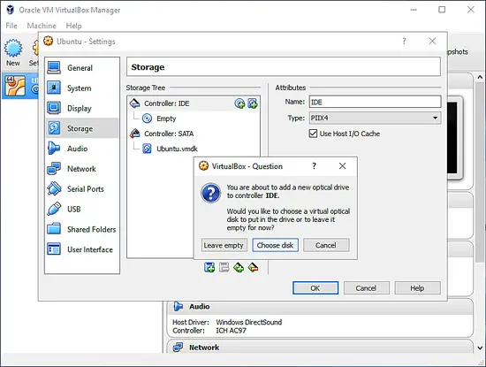 Контроллер IDE Virtualbox