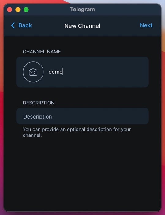 création d'un canal telegram sur bureau