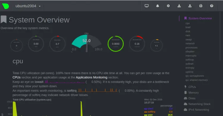 Monitor del sistema Netdata