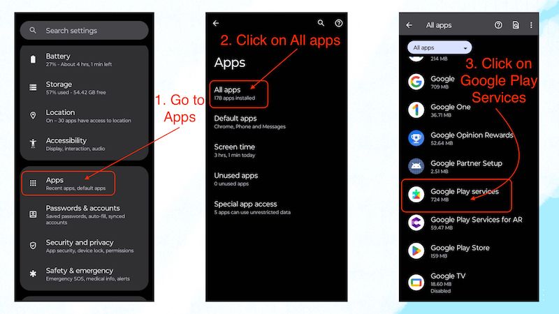 abrir serviços do google play para desativá-lo