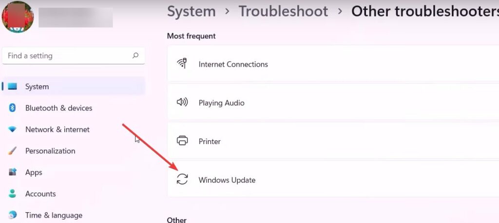 Outil de dépannage de Windows Update