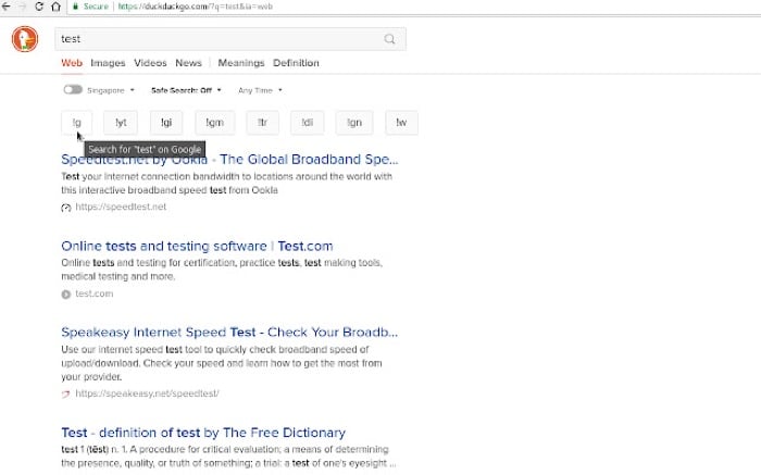 duckduckgo bangs browser extension