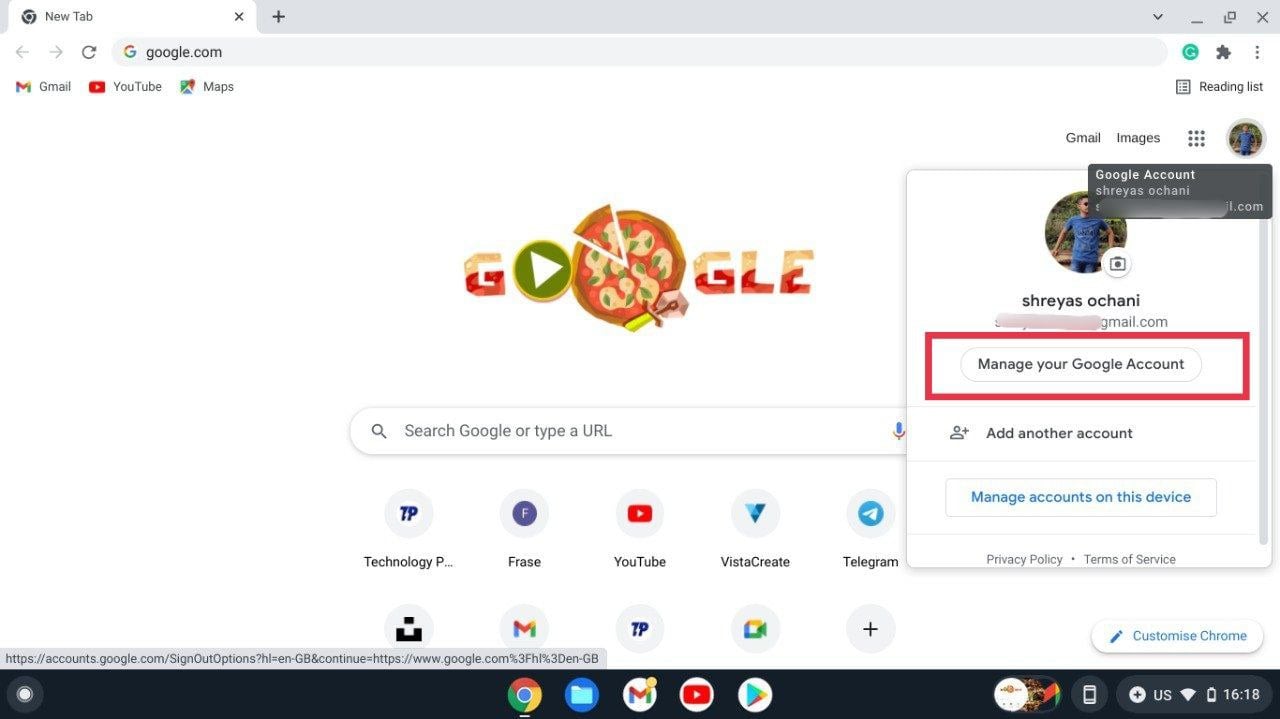 gestion du compte google