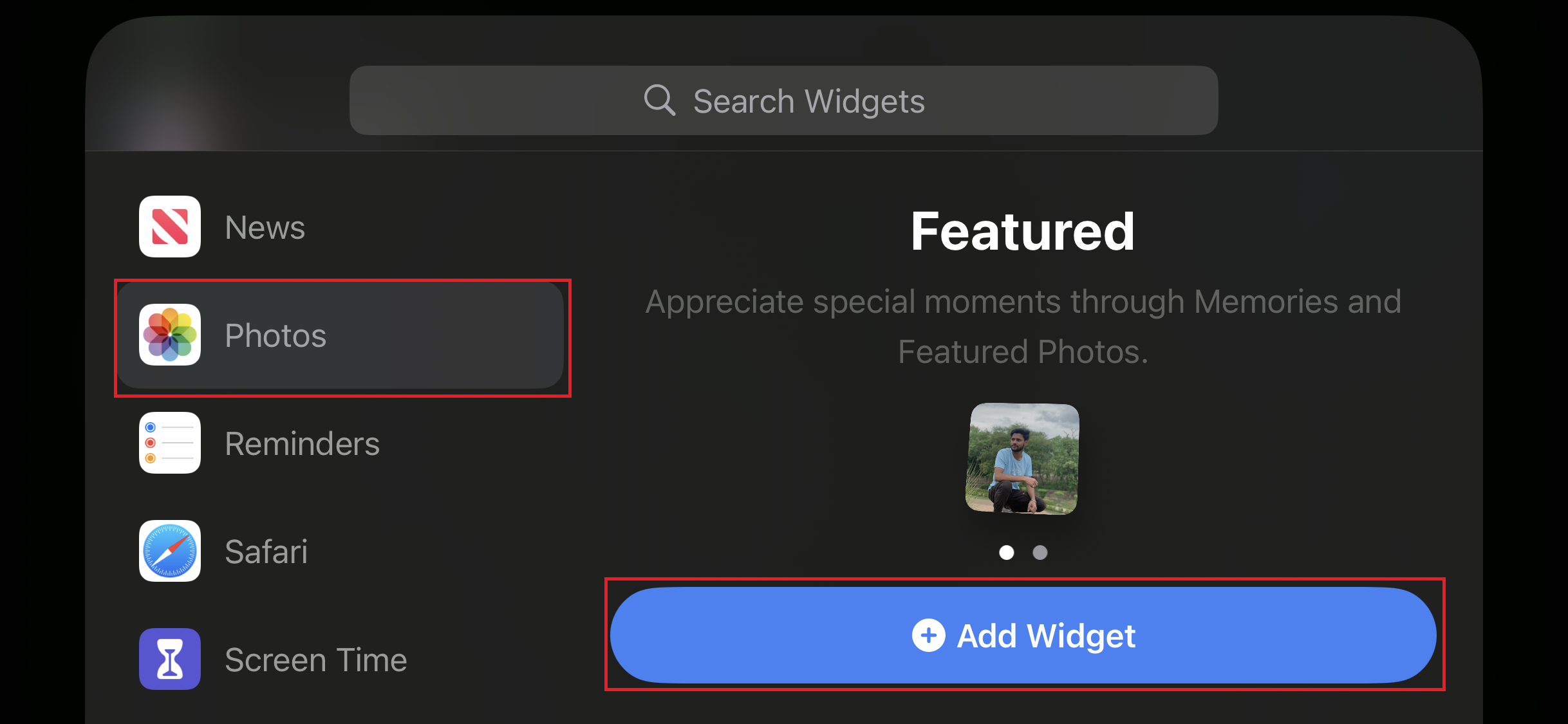agregar widget