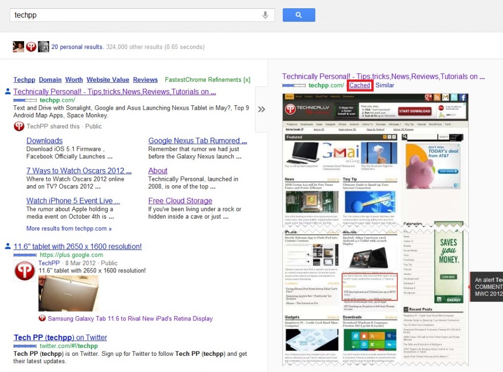 versione cache di techpp da google