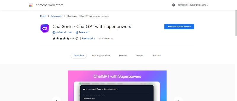 chat sonic google chrome extension