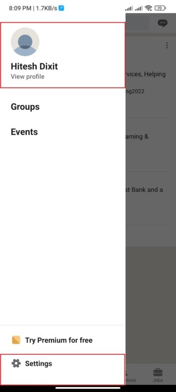 wie man ein linkedin-konto löscht- einstellungen auf android