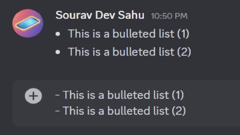 formatage de liste à puces discord