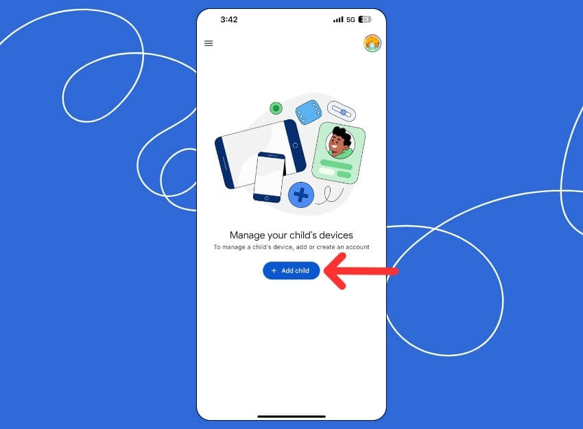 adicionar conta de criança à sua conta familiar