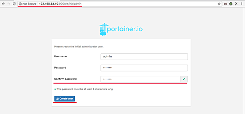 Interfaz de Portainer