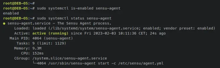 sensuエージェントを確認