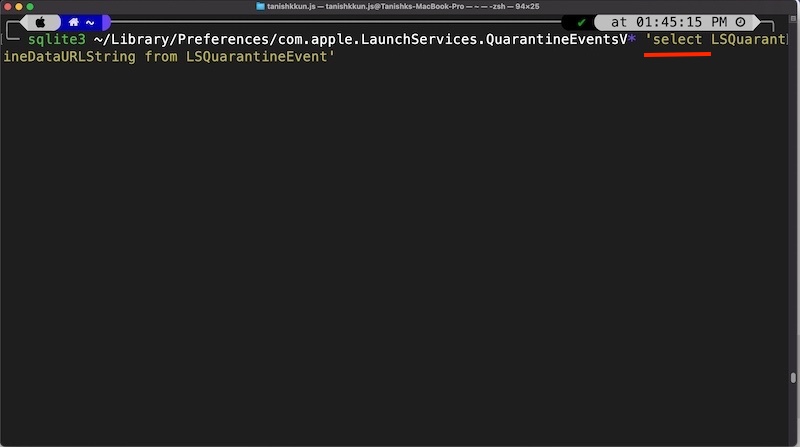 befehl zum Auswählen des vorherigen Downloadverlaufs von mac os