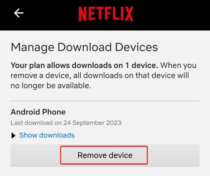 Rimuovi dispositivo per risolvere Netflix hai download su troppi dispositivi