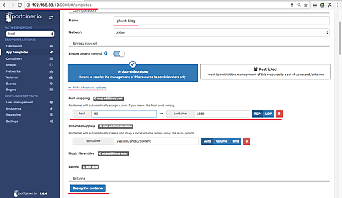 Crear contenedor para Ghost Blog