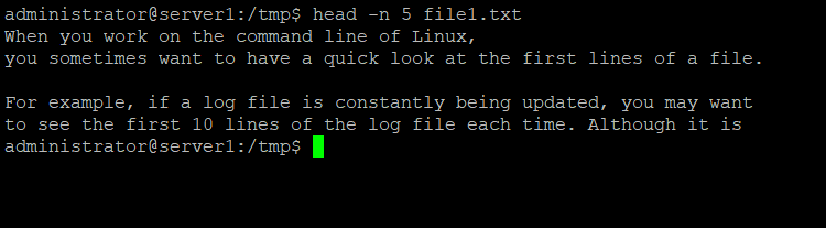 Afficher les premières lignes d'un fichier sur Linux