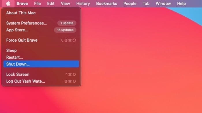 shut down mac