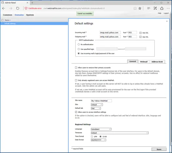 Configurer le compte de messagerie