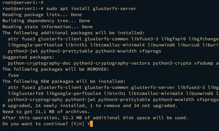 installer le serveur glusterfs
