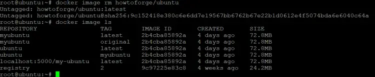ローカルのubuntuイメージを削除します。
