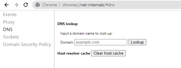 cancella cache host chrome