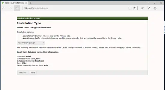 Installa server primario