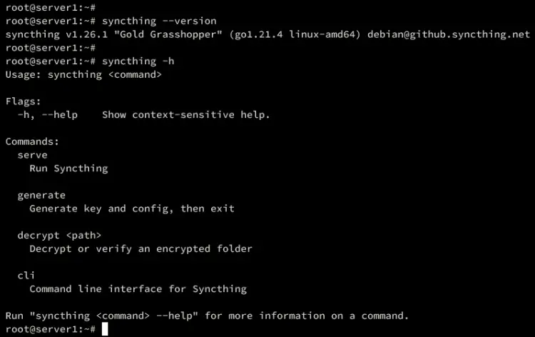 verificar versão do syncthing