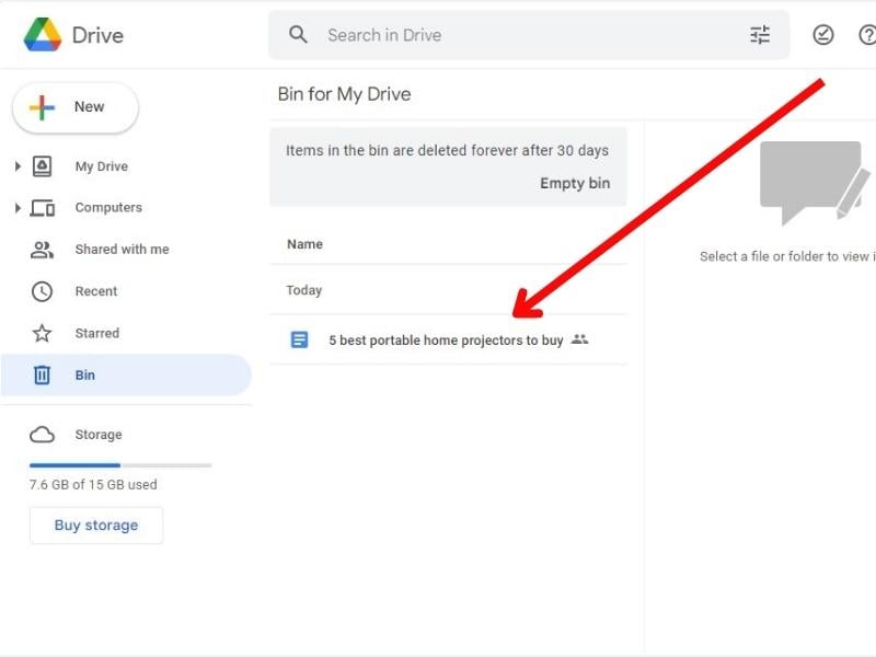 recuperar archivo de la papelera de google drive