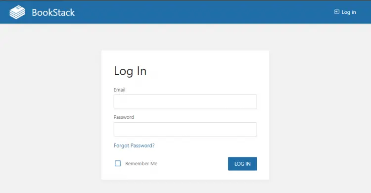 Page de connexion BookStack