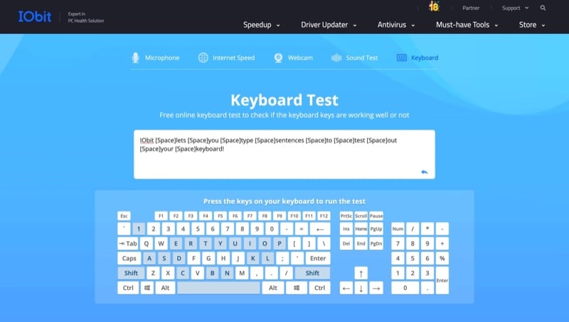 iobitオンラインキーボードテスター