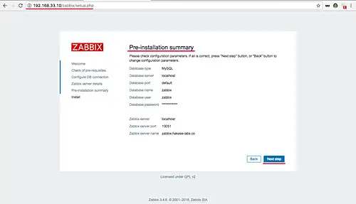 Riepilogo installazione
