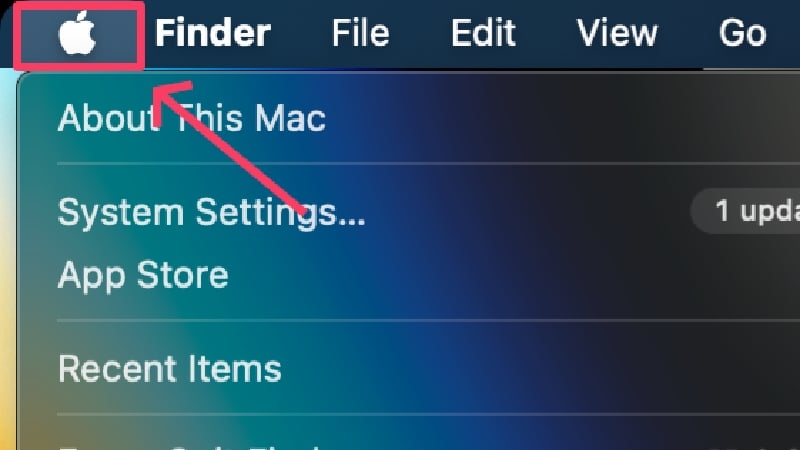 左上隅のAppleロゴ