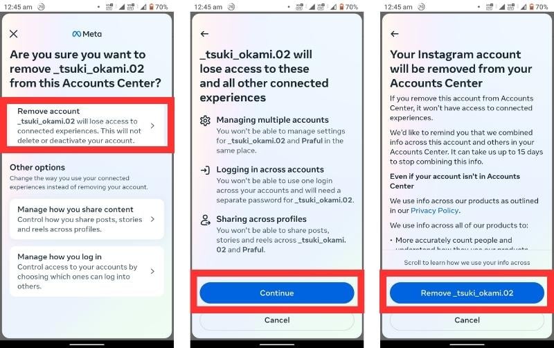 come scollegare facebook e instagram utilizzando l'app di facebook 3