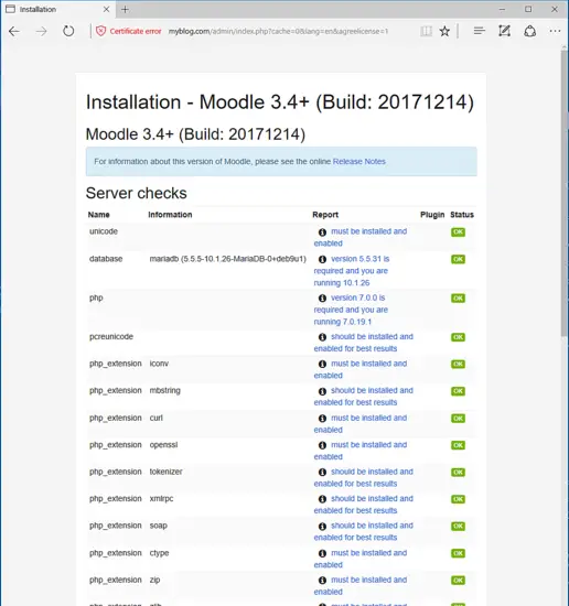 Vérification des exigences du serveur