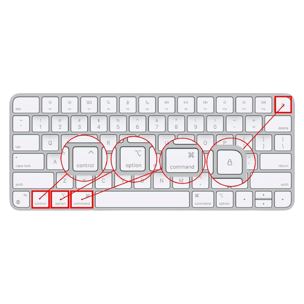 contrôle + option + commande + alimentation/eject raccourcis clavier