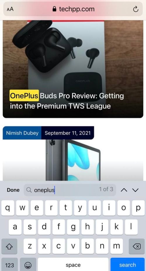 search on iphone