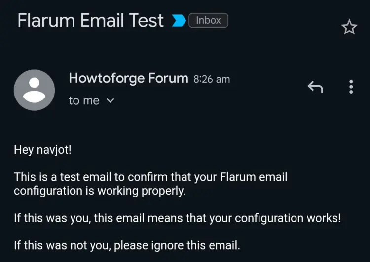 Flarum 테스트 이메일