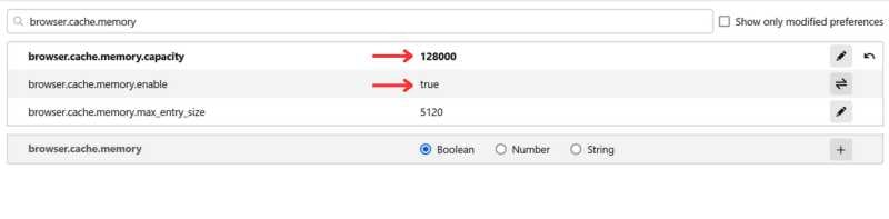 set browser cache memory