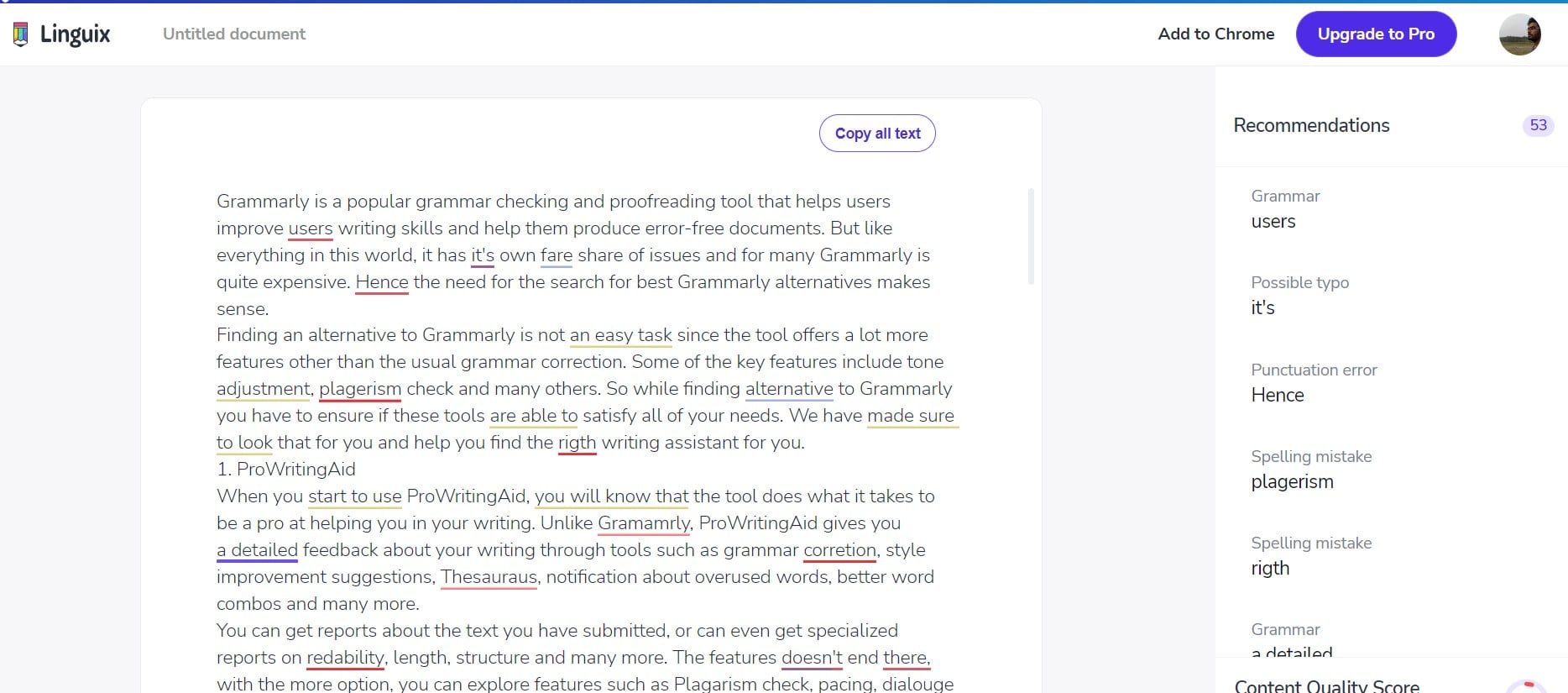lingux alternativa a grammarly
