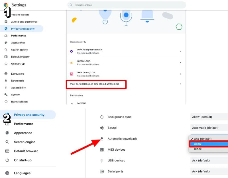 download automatici per siti recenti su google chrome