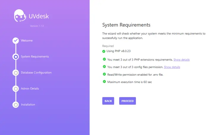 UVDesk Systemanforderungen Bildschirm