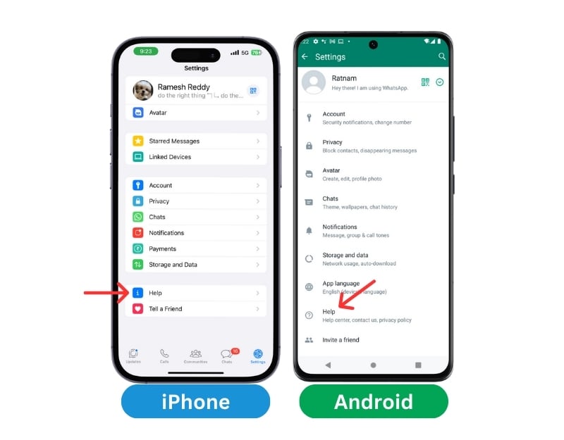 aide whatsapp sur android et iphone