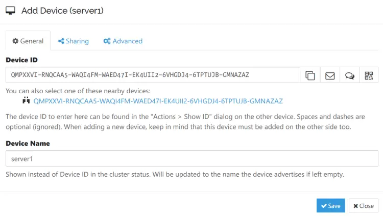 adicionar server1