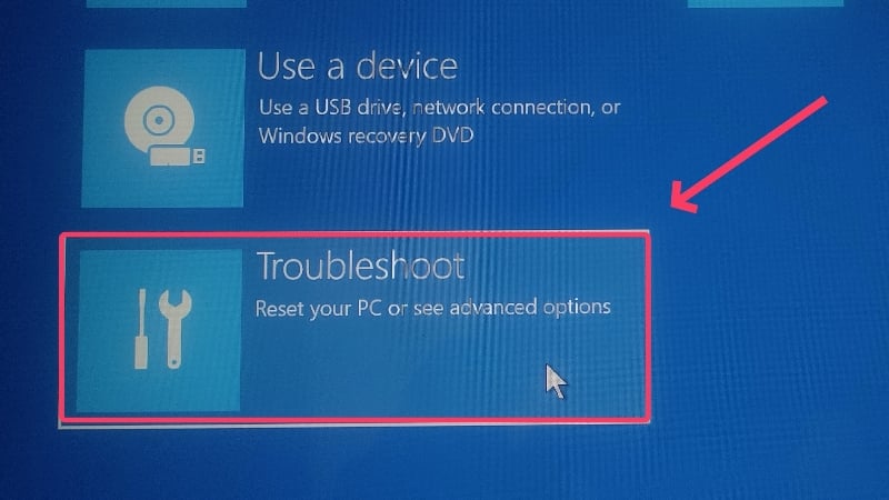 options de dépannage windows