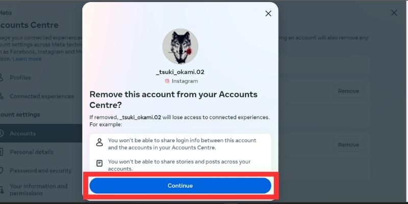 come scollegare facebook e instagram utilizzando il web di facebook 7