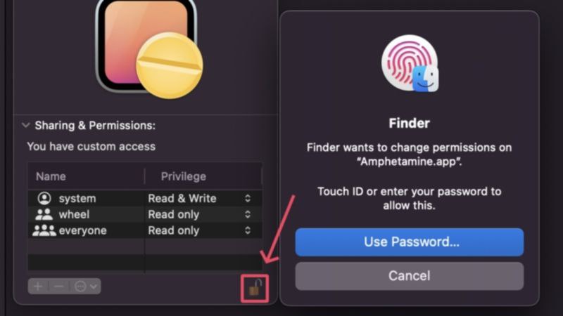 Entsperren, um App-Bearbeitungsberechtigungen zu gewähren