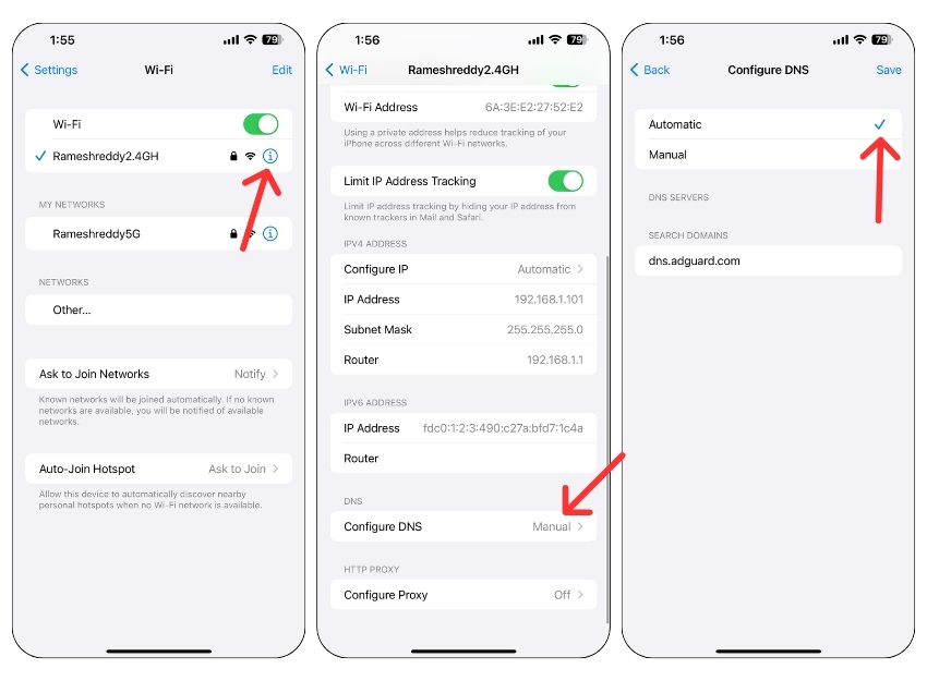 Manuelles DNS auf iPhone deaktivieren