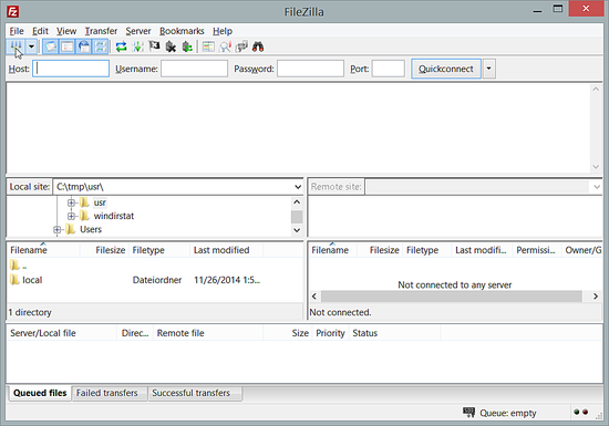 FileZille - Ouvrir le gestionnaire de sites.
