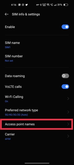 apn red android