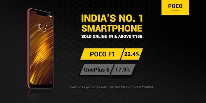 melhor telefone acima de rs 15.000: com poco, a xiaomi deu razões para a oneplus se preocupar? - participação de mercado do poco f1 na índia