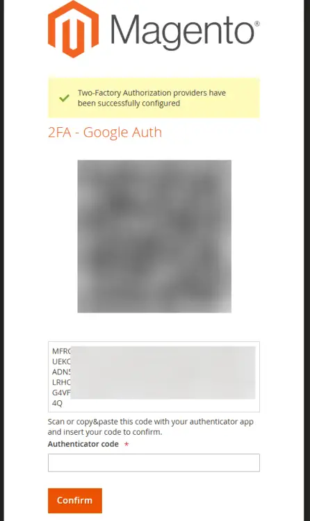 Magento Google 2FA設定